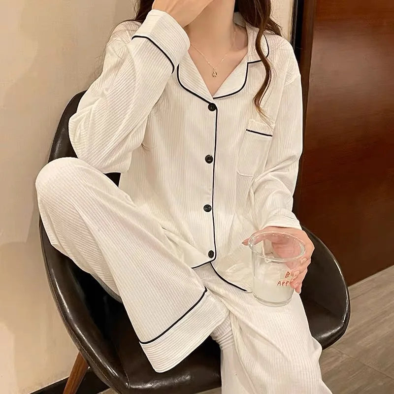 Pyjama Côtelé Chemise & Pantalon - Mi-Saison