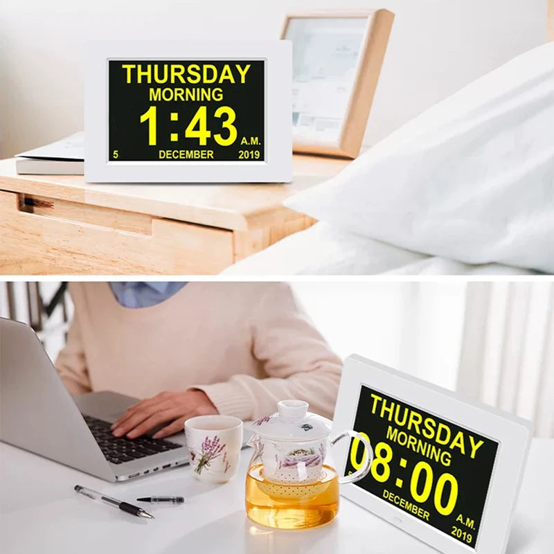 Horloge Digitale Grand Écran et 12 alarmes – Rappel Médical Senior