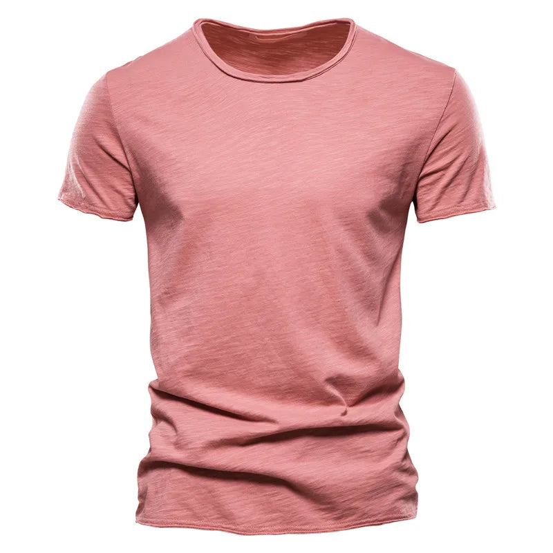 T-Shirt 100% Coton Décontracté à Col Rond et Manches Courtes
