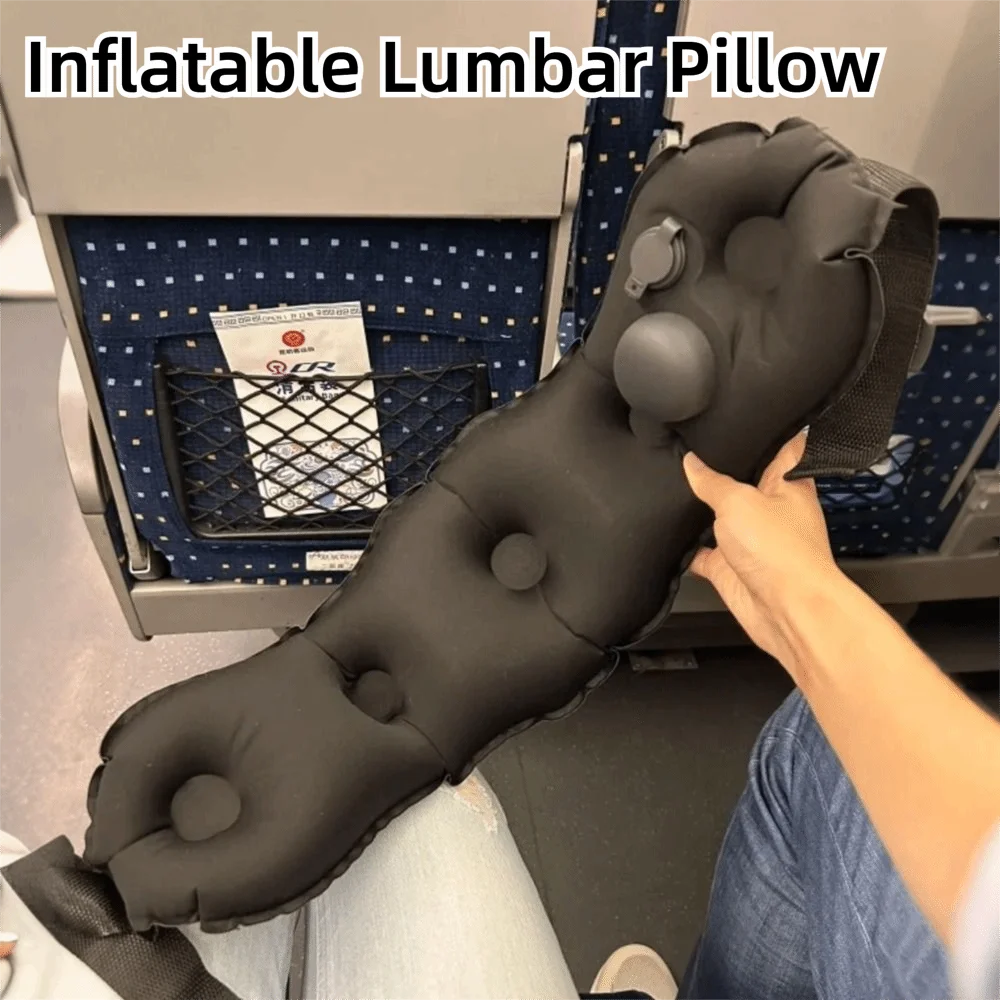Coussin Lombaire Gonflable Portable – Soutien Réglable avec Sac de Rangement