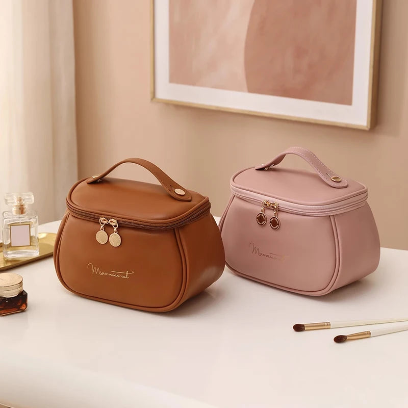 Trousse de Toilette en Cuir PU - Praticité & Grande Capacité