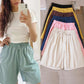 Short en Coton Ample à Taille Élastique avec Cordon