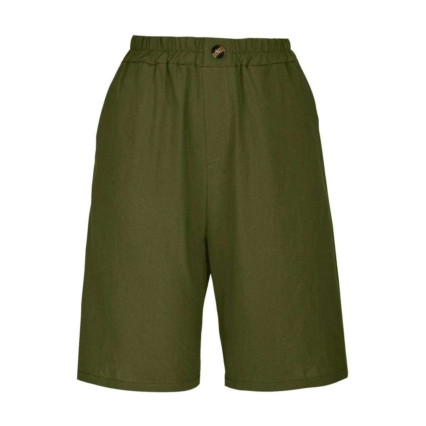 Short Long Femme Coton & Lin Taille Élastique