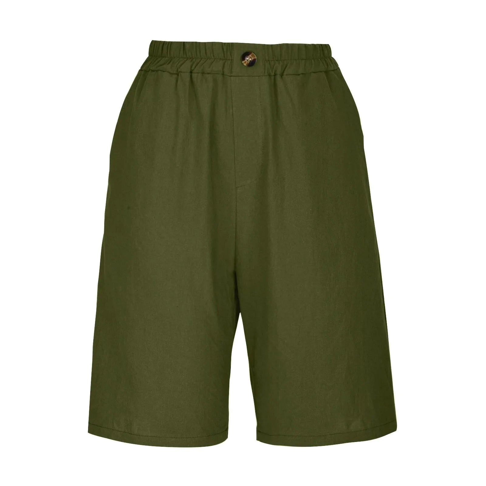 Short Long Femme Coton & Lin Taille Élastique
