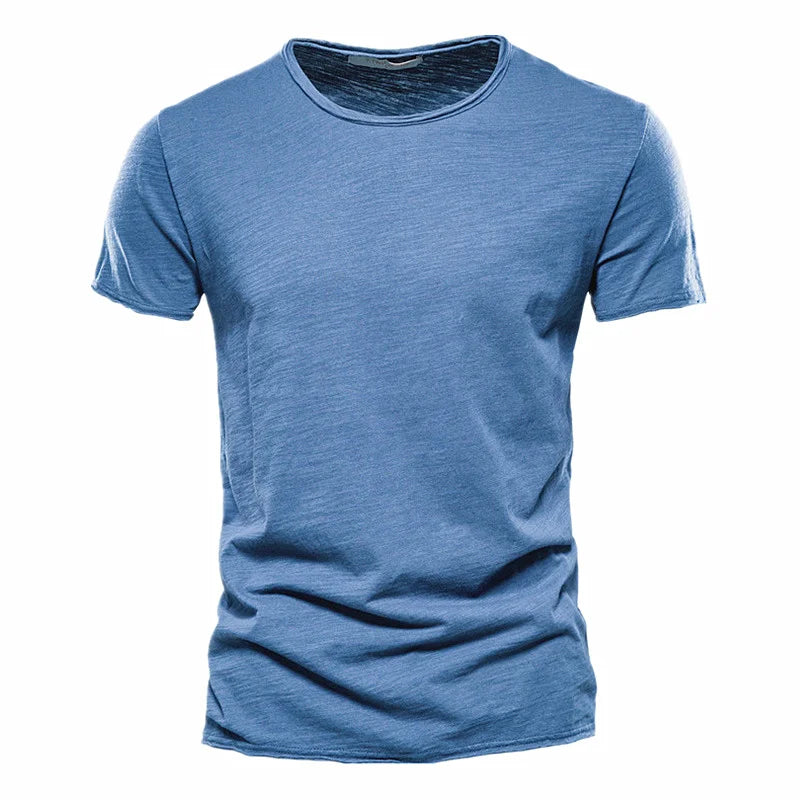 T-Shirt 100% Coton Décontracté à Col Rond et Manches Courtes