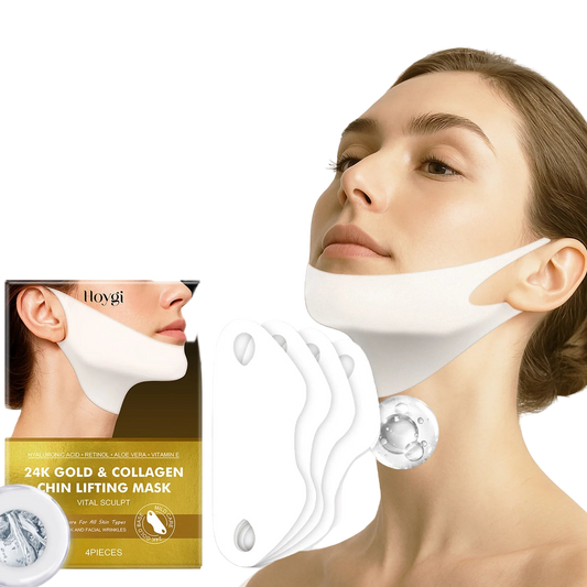 Masque Lifting Menton & Cou au Collagène OR 24K - 4 ACHETÉS = 4 OFFERTS