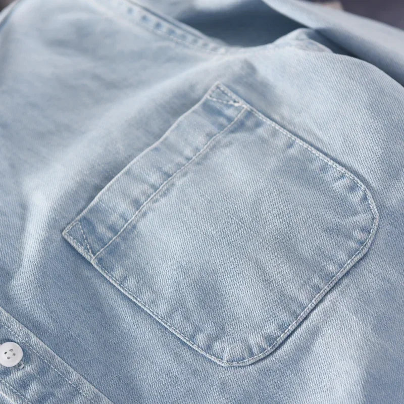 Chemise en Jean 100% Coton à Manches Longues pour Hommes