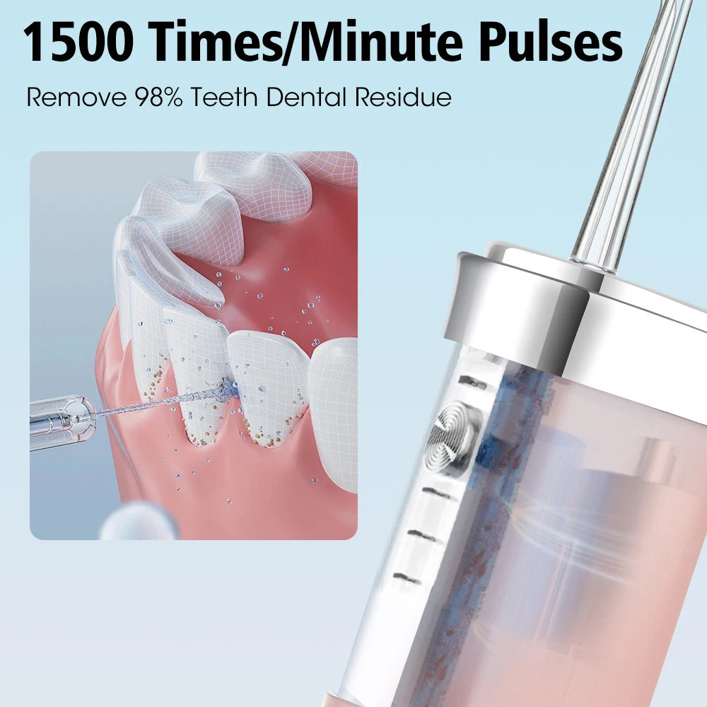 Irrigateur Buccal Portable Sans Fil & Rechargeable – 3 Modes, 1500 Pulsations/min + Réservoir 180ML)