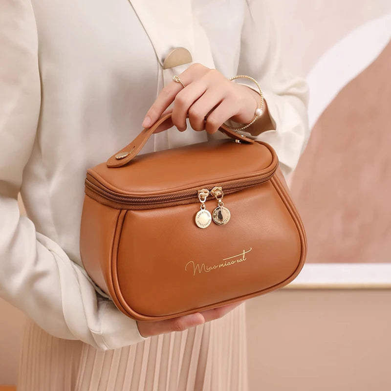 Trousse de Toilette en Cuir PU - Praticité & Grande Capacité
