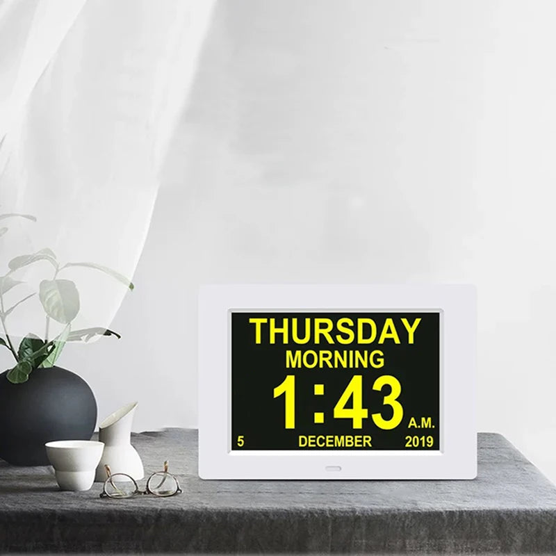 Horloge Digitale Grand Écran et 12 alarmes – Rappel Médical Senior