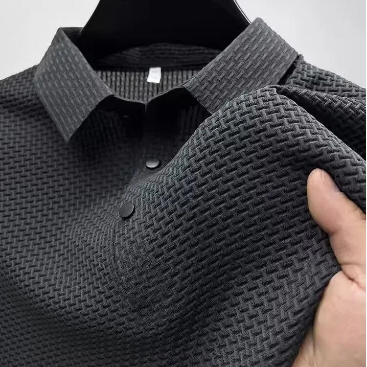 Polo Homme Texturé Jacquard Manches Courtes Respirant