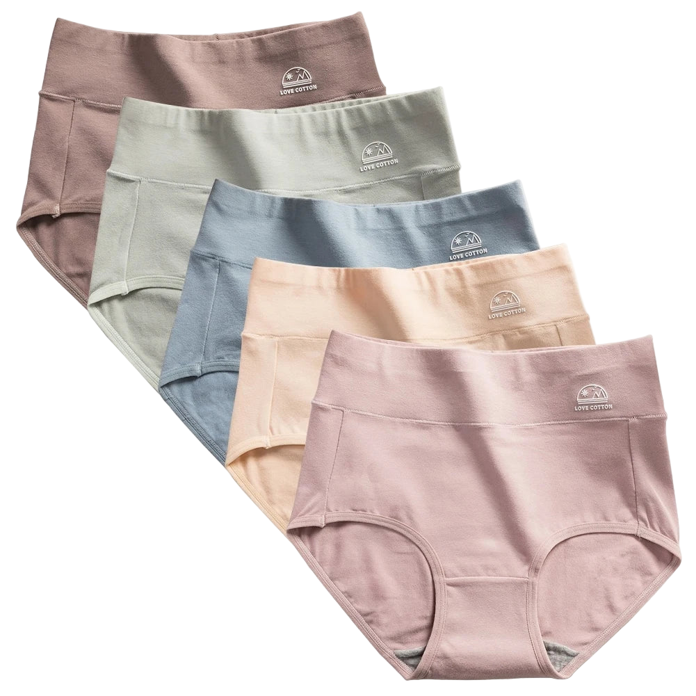 Lot de 5 Culottes Taille en Coton - Ventre Plat & Push-up Fessier