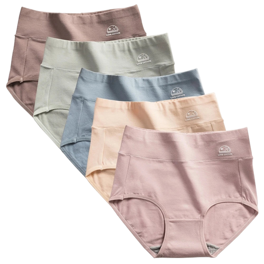 Lot de 5 Culottes Taille en Coton - Ventre Plat & Push-up Fessier