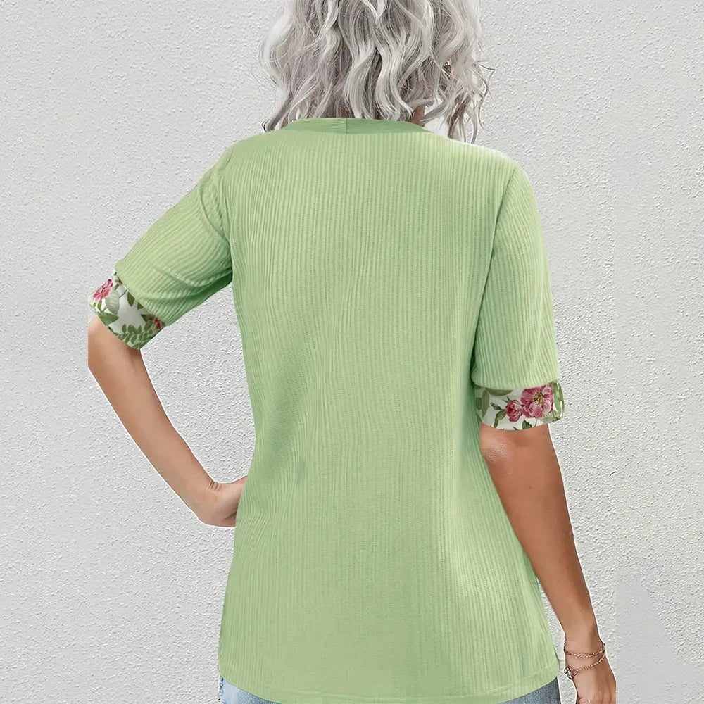 T-shirt 2 en 1 Chic Motif Fleuri