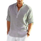 Chemise en Lin et Coton manches retroussées