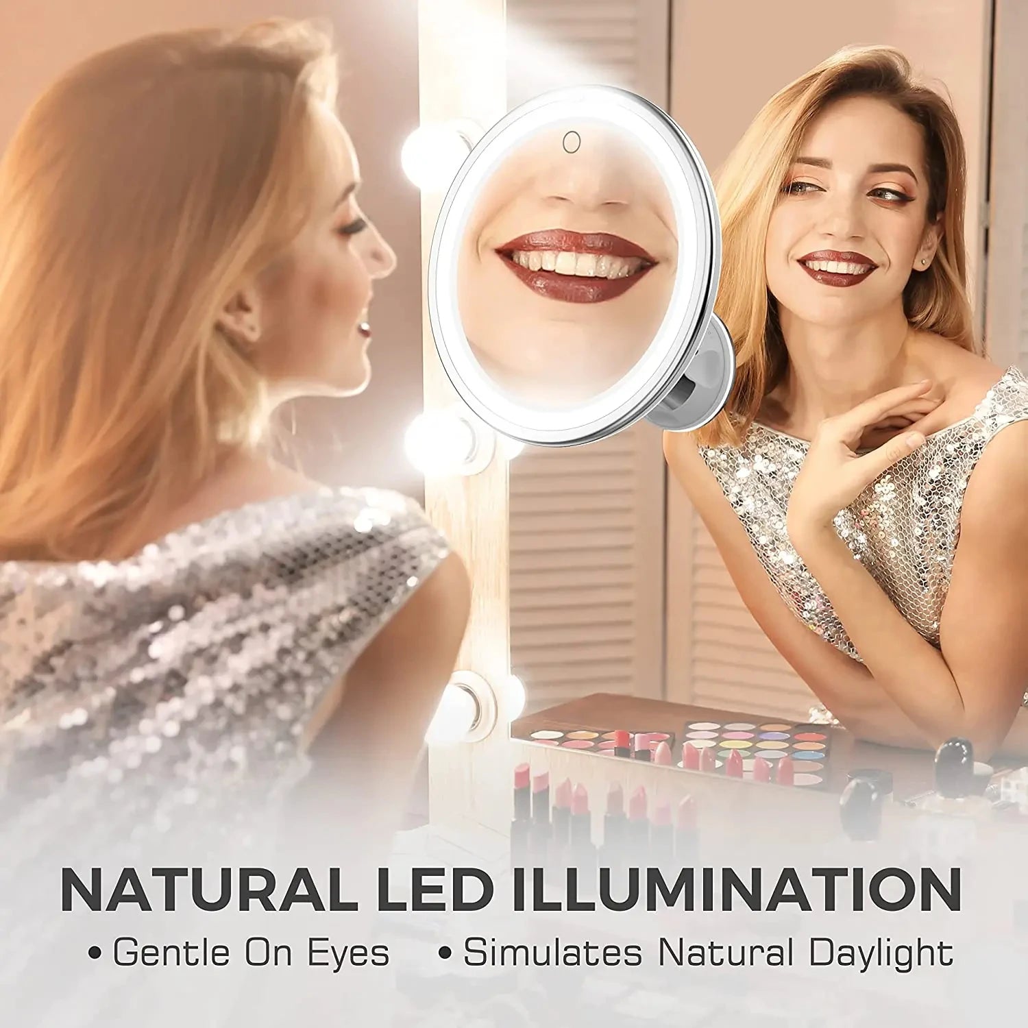 Miroir Grossissant 10x Ajustable à LED)