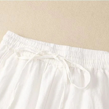 Pantalon Rétro en Coton & Lin Ample Femme - Mi-Saison