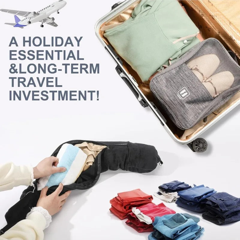 Oreiller Voyage Trompe-l'Oeil à Remplir 3PCS - Bandeau + Bouchons d'Oreilles OFFERTS
