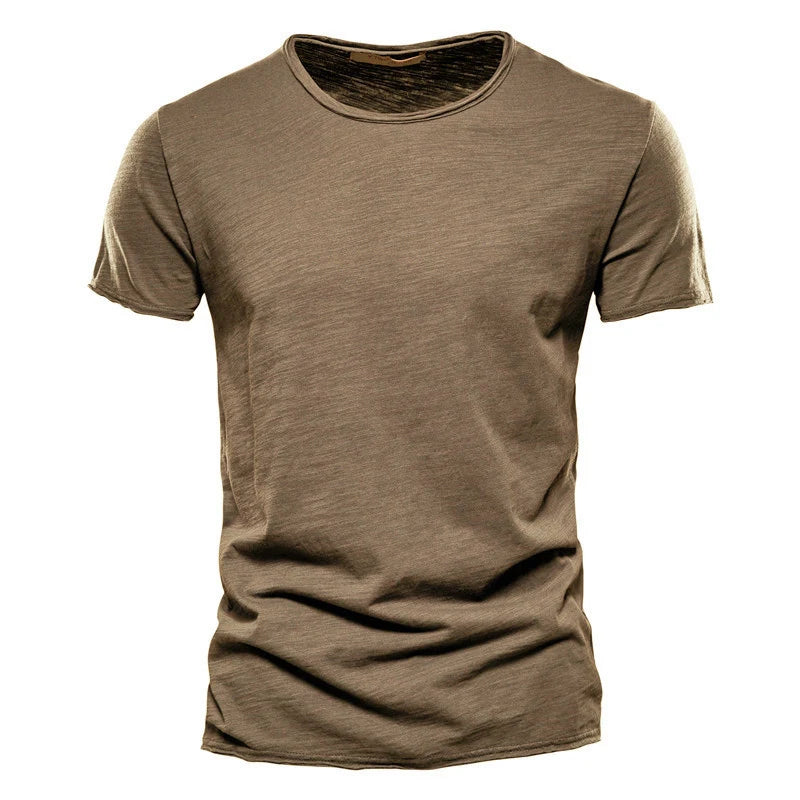 T-Shirt 100% Coton Décontracté à Col Rond et Manches Courtes
