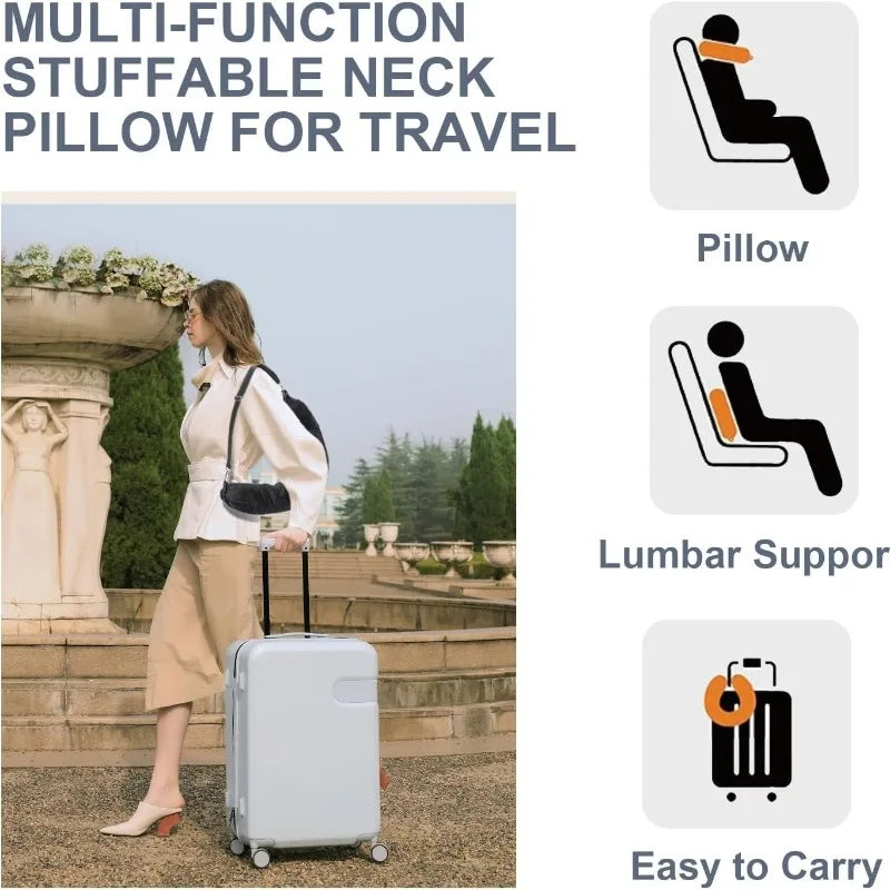 Oreiller Voyage Trompe-l'Oeil à Remplir 3PCS - Bandeau + Bouchons d'Oreilles OFFERTS