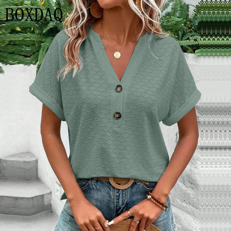 T-shirt Jacquard Élégant à Coupe Ample