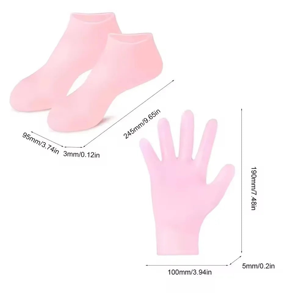 Lot de 2 Chaussettes Hydratantes en Gel pour Pieds & Mains Secs