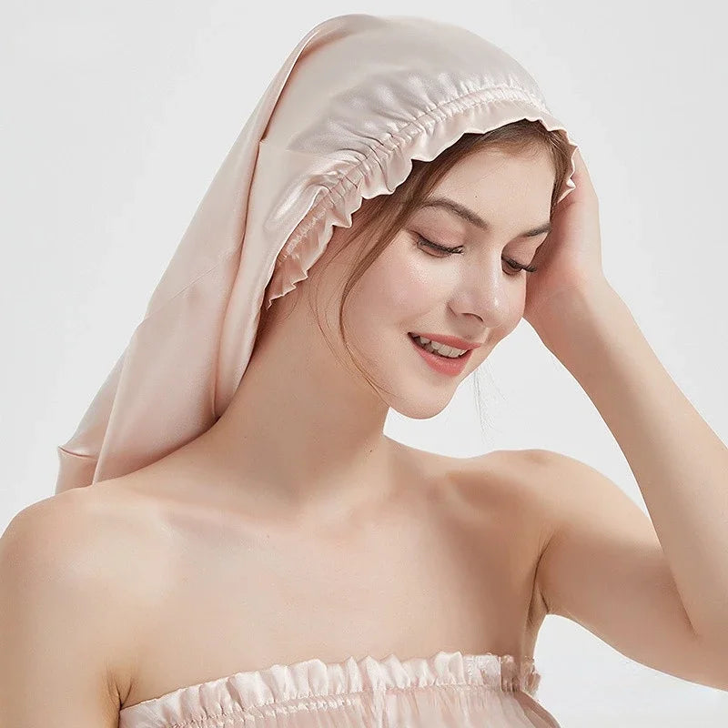 Bonnet de Nuit en Soie de Mûrier pour Cheveux Longs