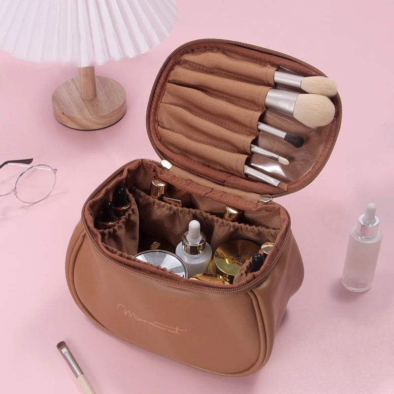Trousse de Toilette en Cuir PU - Praticité & Grande Capacité