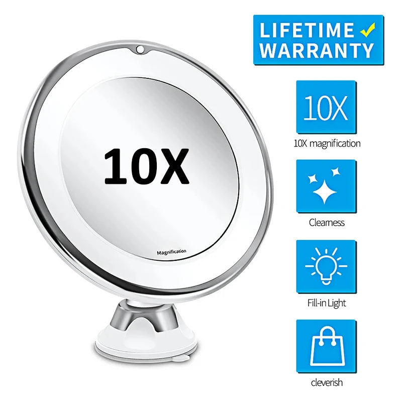 Miroir Grossissant 10x Ajustable à LED)
