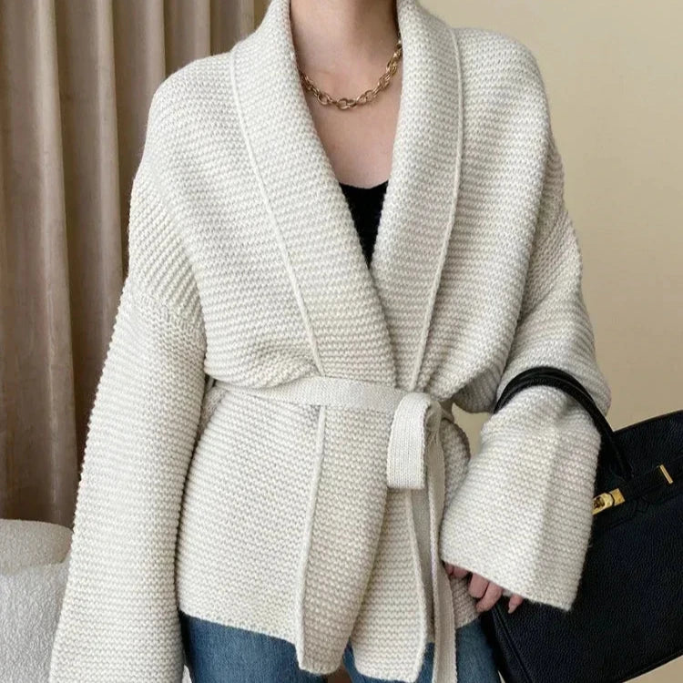 Cardigan en maille avec ceinture à nouer