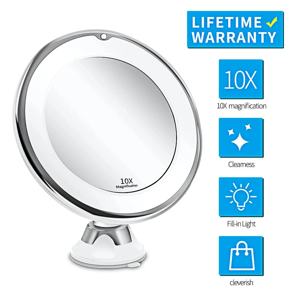 Miroir Grossissant 10x Ajustable à LED)