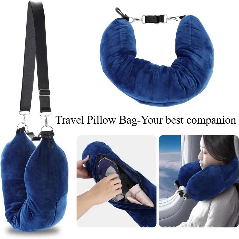 Oreiller Voyage Trompe-l'Oeil à Remplir 3PCS - Bandeau + Bouchons d'Oreilles OFFERTS