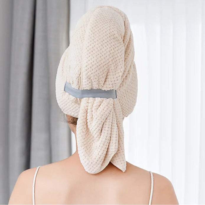 Turban de Bain Super Absorbant avec Bande Élastique - Séchage Express