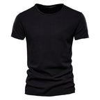 T-Shirt 100% Coton Décontracté à Col Rond et Manches Courtes