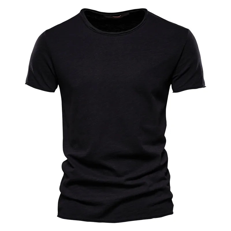 T-Shirt 100% Coton Décontracté à Col Rond et Manches Courtes