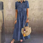Robe Longue en Jean Multi-Boutons