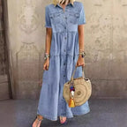 Robe Longue en Jean Multi-Boutons