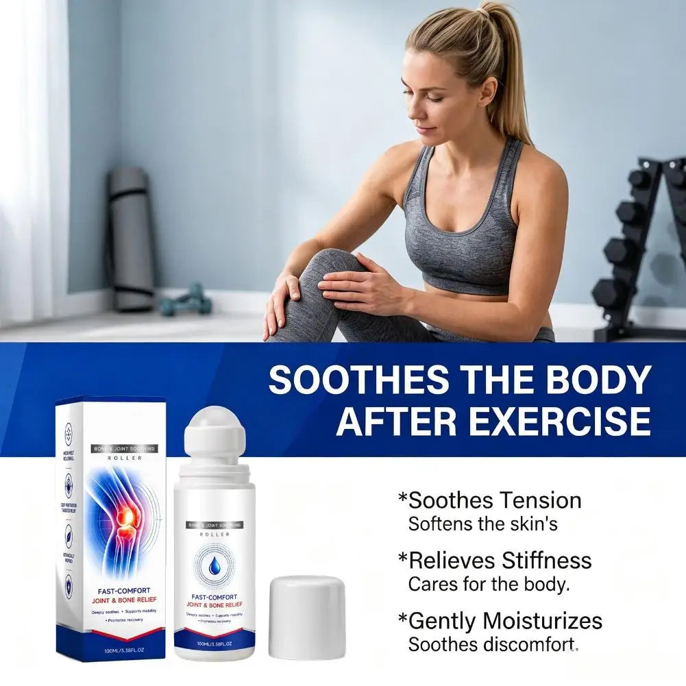 Roll-On de Massage Apaisant 100ML – Applicateur à Bille pour Articulations, Genoux, Épaules, Nuque & Dos