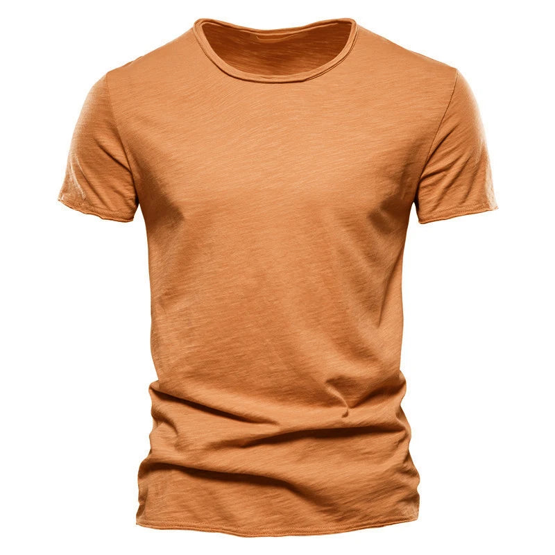 T-Shirt 100% Coton Décontracté à Col Rond et Manches Courtes