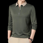Polo à Manches Longues à Col Beige pour Homme