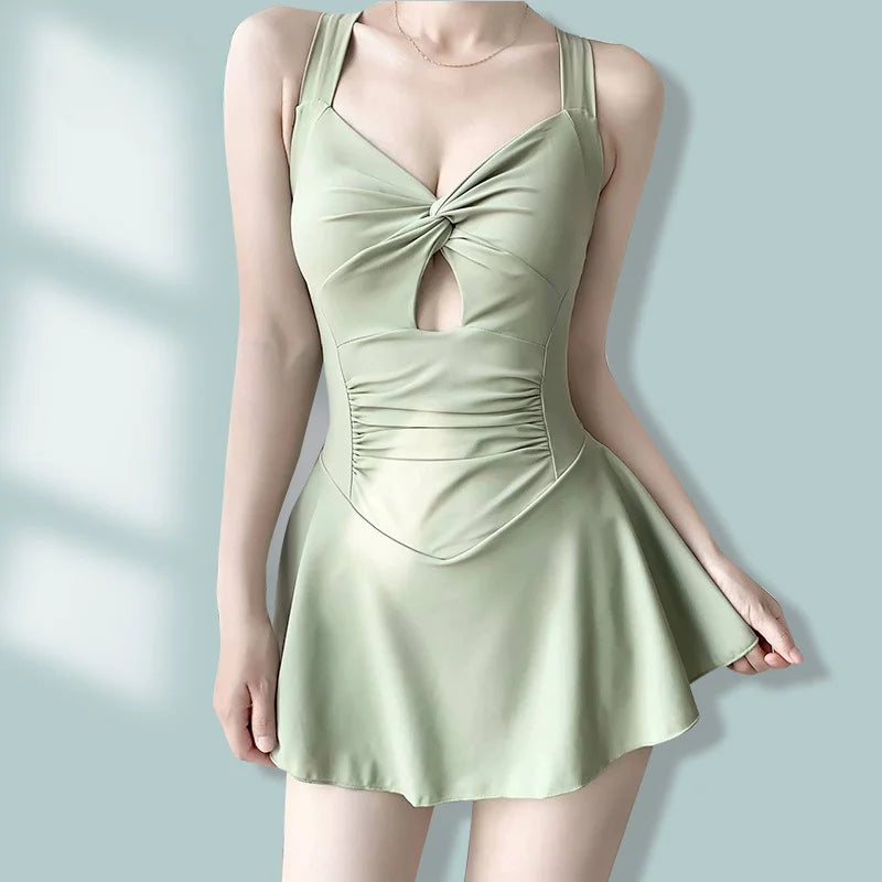Maillot Une Pièce Amincissant Style Robe Élégante