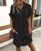 Robe Chemise Été Boutonnée en Coton