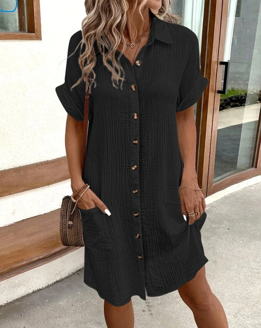 Robe Chemise Été Boutonnée en Coton