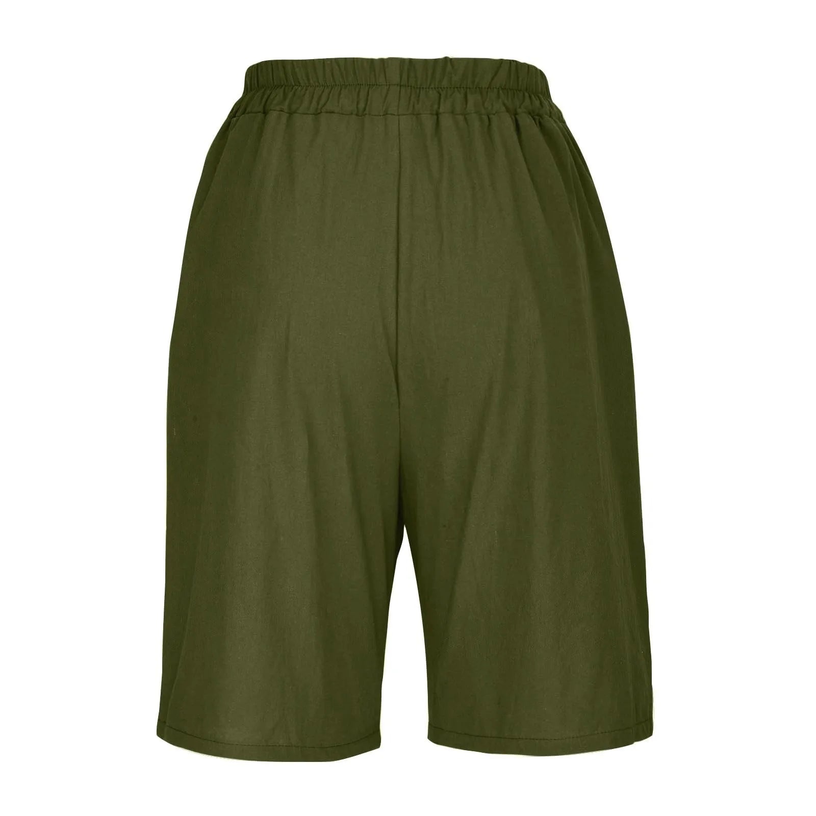 Short Long Femme Coton & Lin Taille Élastique