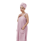 Cozy Bath - Robe Serviette de Bain à Poches & Bretelles