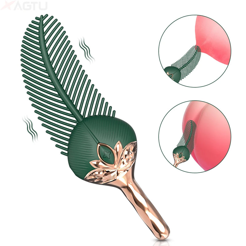PEACOCK - Stimulateur clitoridien et corps en plume de paon - 10 vibrations