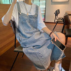 Robe Salopette en Jean Longue avec Poche Avant