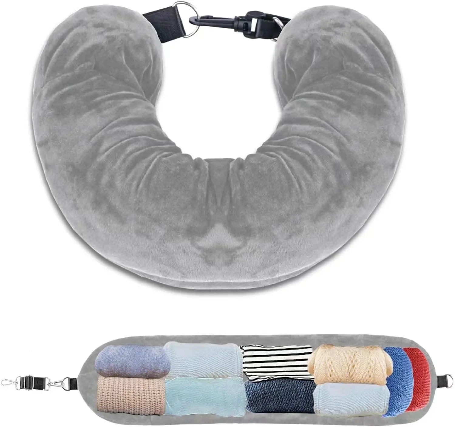 Oreiller Voyage Trompe-l'Oeil à Remplir 3PCS - Bandeau + Bouchons d'Oreilles OFFERTS