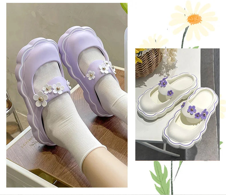 Sabots Sandales d'été en EVA à fleurs 3D