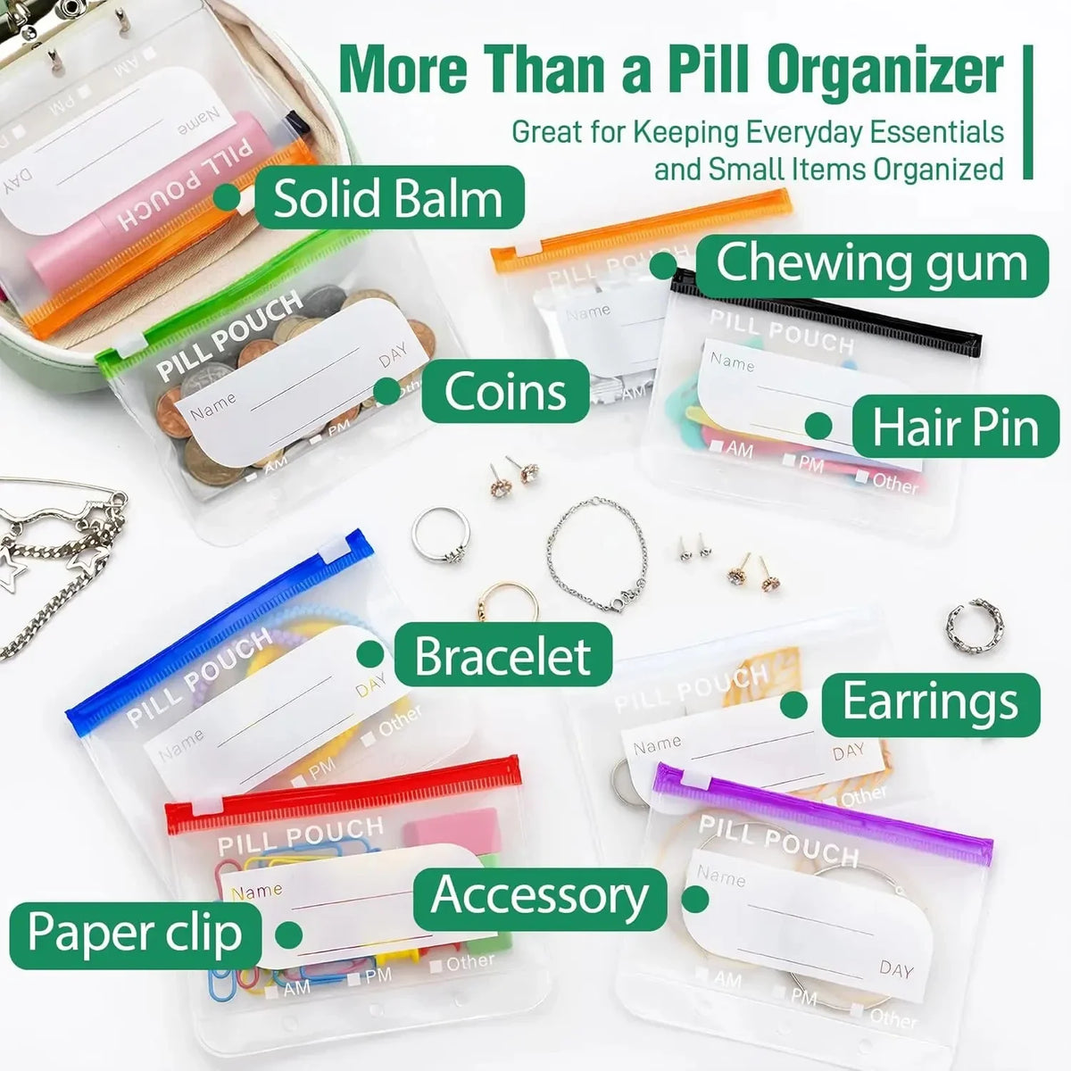 Organisateur Multifonction 14 Pochettes Détachables – Classeur de Rangement en Cuir PU pour Pilules, Bijoux et Accessoires